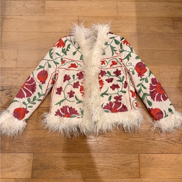 Shearling Coat / Afghan Coat with Goat Hide and Mongolian Sheep Trim Size 0-4 - Picture 1 of 3